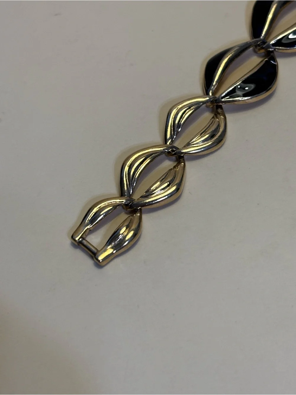 Vintage Trifari Gold-Tone Black Enamel Bracelet 7.25”